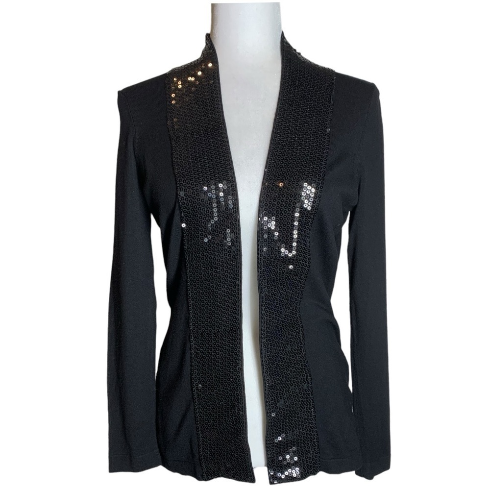 Open Black Sequin Cardigan